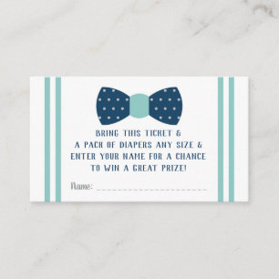Little Man Diaper Raffle Ticket, Navy, Aqua Enclosure Card