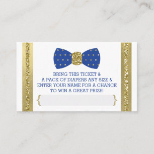 Little Man Diaper Raffle Ticket, Royal Blue, Gold Enclosure Card
