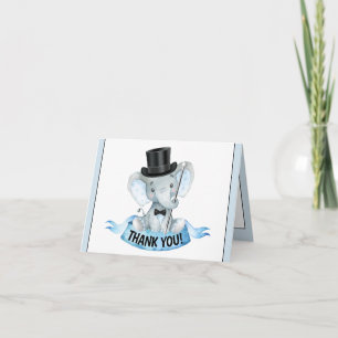 Little Man Elephant Baby Shower Thank You Cards