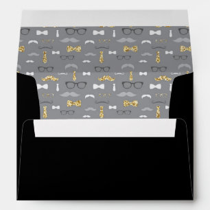 Little Man Envelope, Moustache, Black, Faux Glitte Envelope