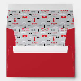 Little Man Envelope, Moustache, Black, Red, Grey Envelopes