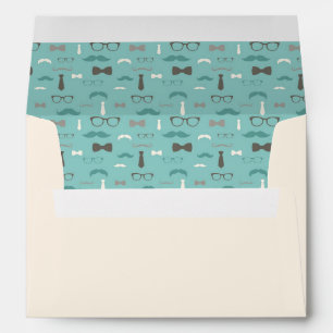 Little Man Envelope, Moustache, Ivory, Teal, Tan Envelopes