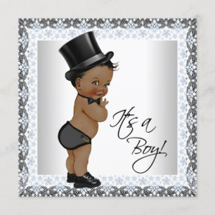 Little Man Ethnic Boy Baby Shower Invitation