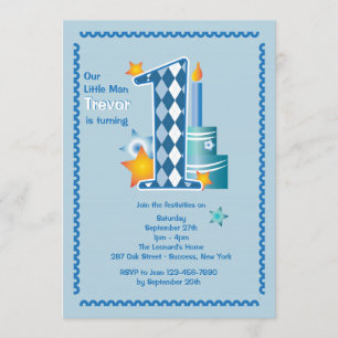 Little Man First Birthday Invitation
