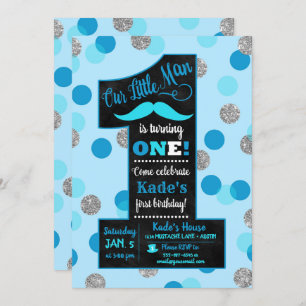 Little Man First Birthday Invitation Chalkboard
