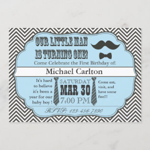 Little Man First Birthday Invitations