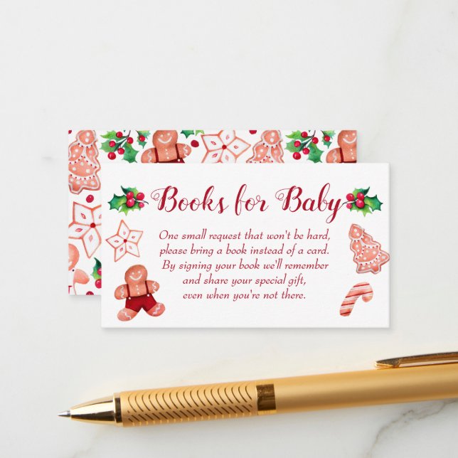 Little Man Gingerbread Baby Shower Books for Baby Enclosure Card (Front/Back In Situ)