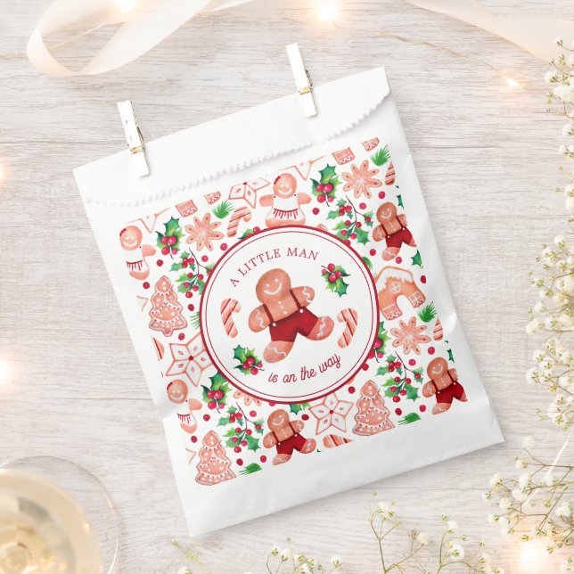 Little Man Gingerbread Christmas Baby Shower Favour Bags (Clipped)