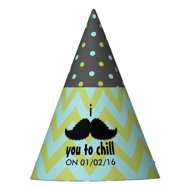 Little Man Hipster Moustache Birthday Party Party Hat (Front)