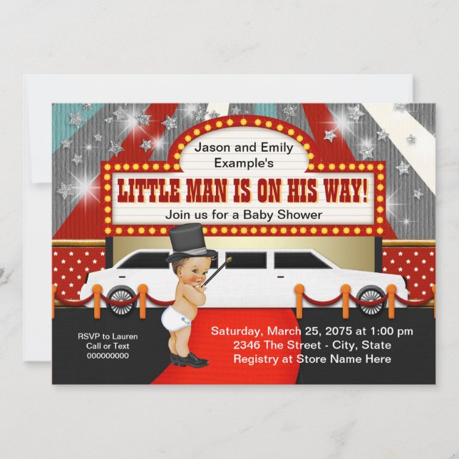 Little Man Limousine Movie Star Baby Shower Invitation (Front)