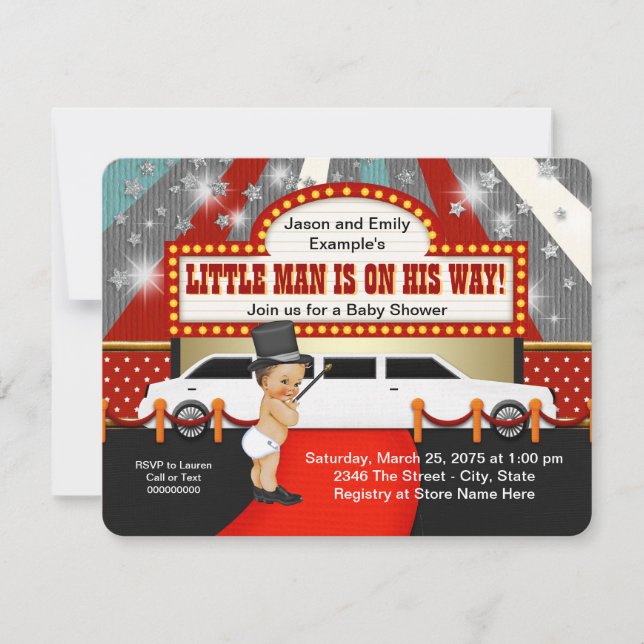 Little Man Limousine Movie Star Baby Shower Invitation (Front)