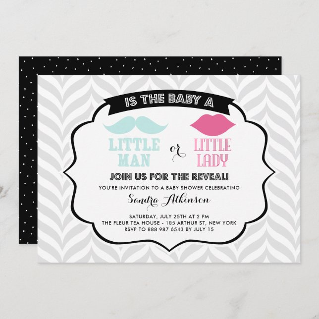 Little Man Little Lady Gender Reveal Baby Shower Invitation (Front/Back)