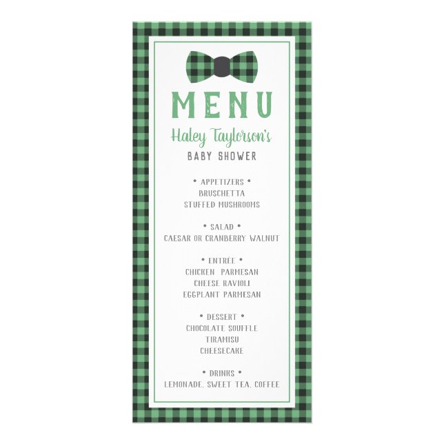 Little Man Menu Card, Baby Shower (Front)