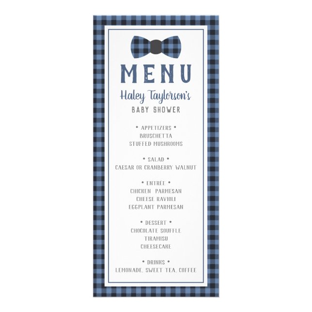 Little Man Menu Card, Baby Shower (Front)