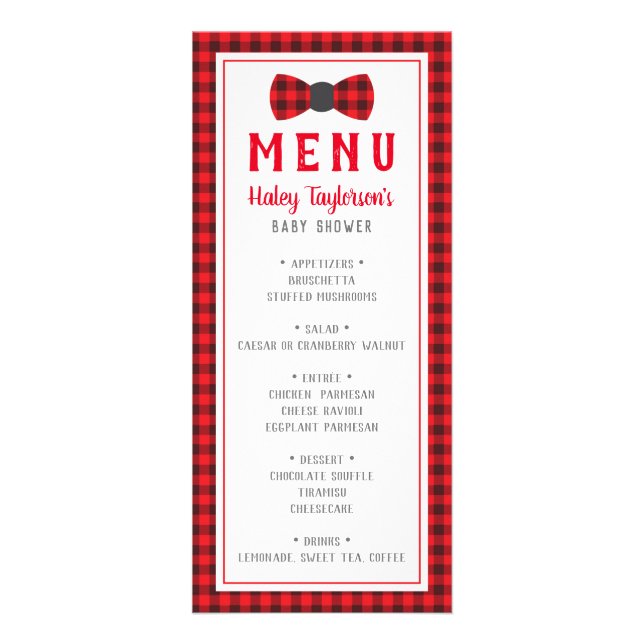 Little Man Menu Card, Baby Shower (Front)