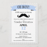 Little Man Moustache Baby Shower Invitation