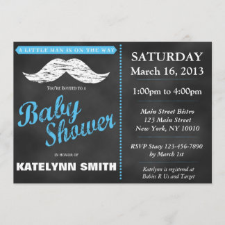 Little Man Moustache Baby Shower Invite