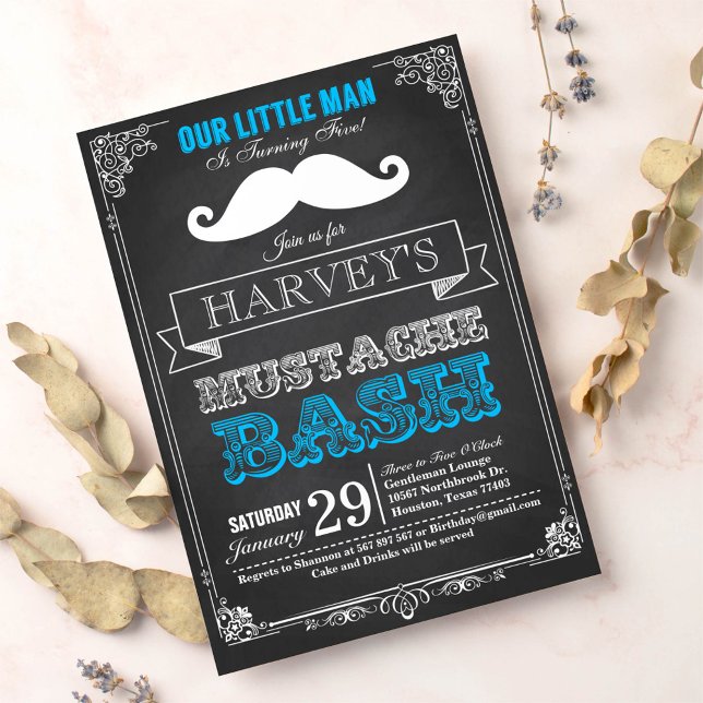 Little Man Moustache Bash Birthday Invitation (Creator Uploaded)