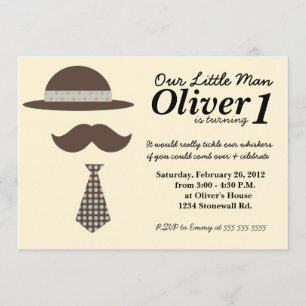 Little Man Moustache Bash Birthday Invitation