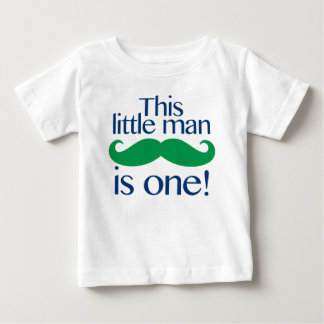 Little Man Moustache Birthday Shirt Navy & Green