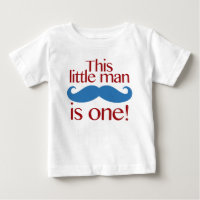 Little Man Moustache Birthday Shirt Red & Blue