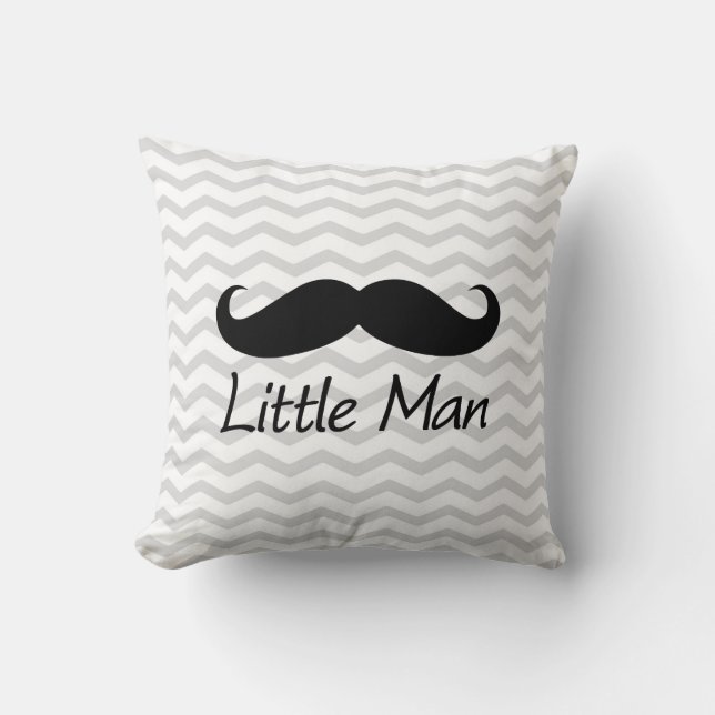 Little Man Moustache Chevron Cute Boys Cushion (Front)