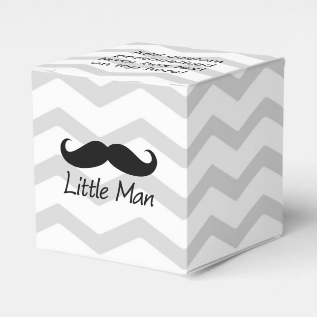 Little Man Moustache Chevron Cute Boys Favour Box (Front Side)