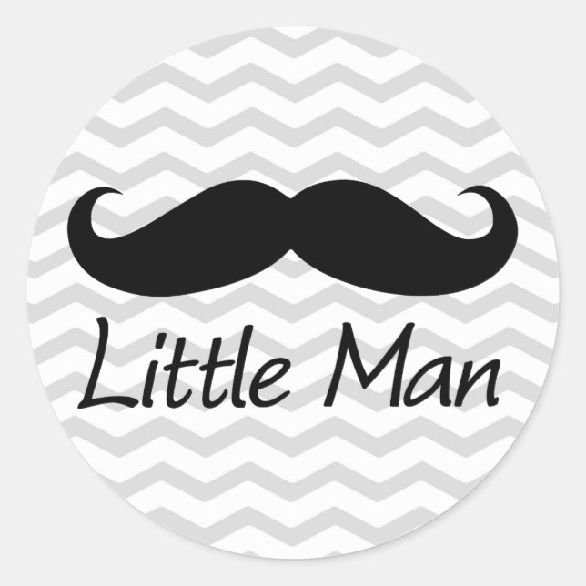 Little Man Moustache Chevron Cute Boys Favour/Seal Classic Round Sticker (Front)