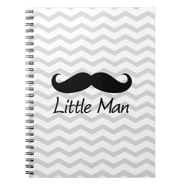 Little Man Moustache Chevron Cute Boys Notebook (Front)