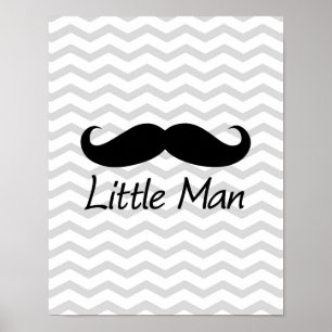Little Man Moustache Chevron Cute Boys Poster