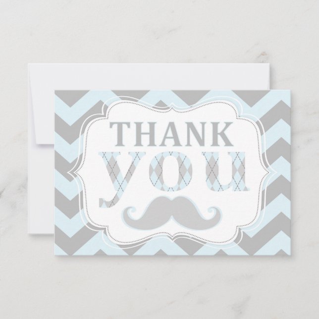 Little Man Moustache Chevron Print Thank You (Front)