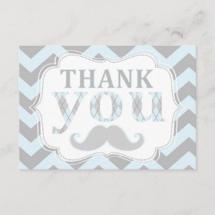 Little Man Moustache Chevron Print Thank You Card