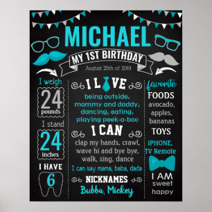 Little Man Moustache Mr Onederful Birthday sign