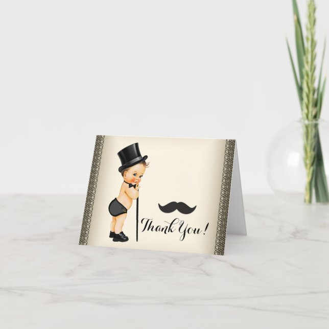 Little Man Moustache Thank You Card (Front)