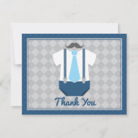 Little Man Moustache Tie Baby Shower Thank You
