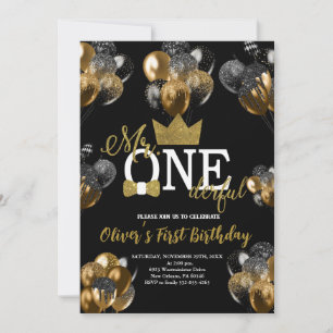 Little Man, Mr One-derful Birthday, Balloons Invitation