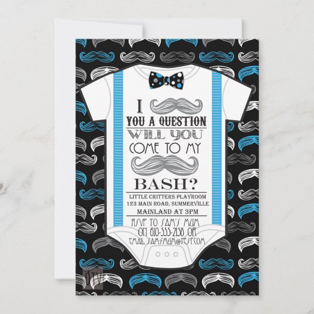 Little Man / Mustache Bash Baby Shower Invitation (Front)