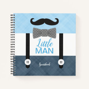 Little man navy blue boy baby shower guestbook notebook