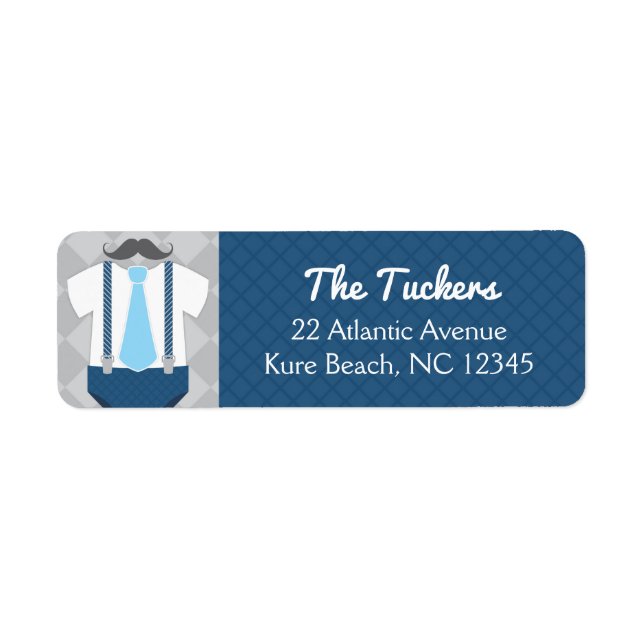 Little Man Navy Blue Grey Baby Shower Address (Front)