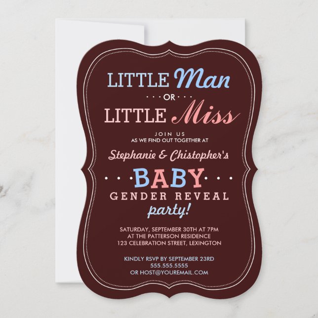 Little Man or Little Miss Baby Gender Reveal Party Invitation (Front)