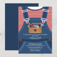 Little Man Overalls Tools Baby Shower Invitation