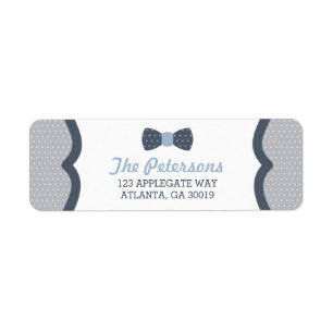 Little Man Return Address Label, Blue and Grey