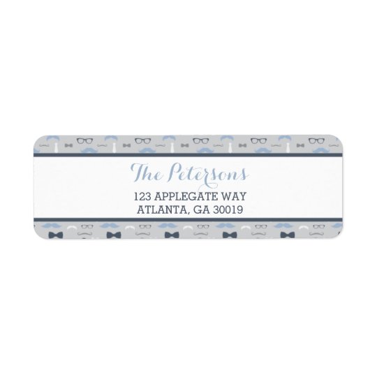 Little Man Return Address Label, Blue and Grey Return Address Label