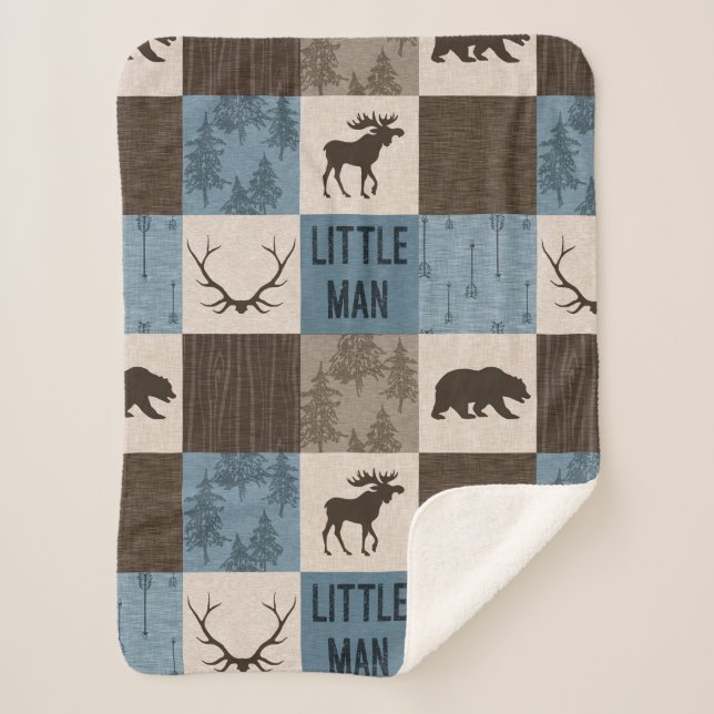 Little Man Rustic Minky Sherpa Blanket (Front)