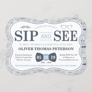 Little Man Sip and See Baby Shower Invitation