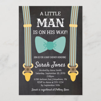 Little Man Suspenders Baby Shower Boy Baby Shower Invitation