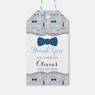 Little Man Thank You Tag, Baby Blue, Navy, Bow Tie Gift Tags