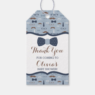 Little Man Thank You Tag, Blue, Brown, Bow Tie Gift Tags