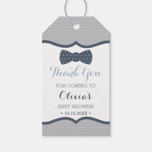 Little Man Thank You Tag, Blue, Grey, Bow Tie Gift Tags