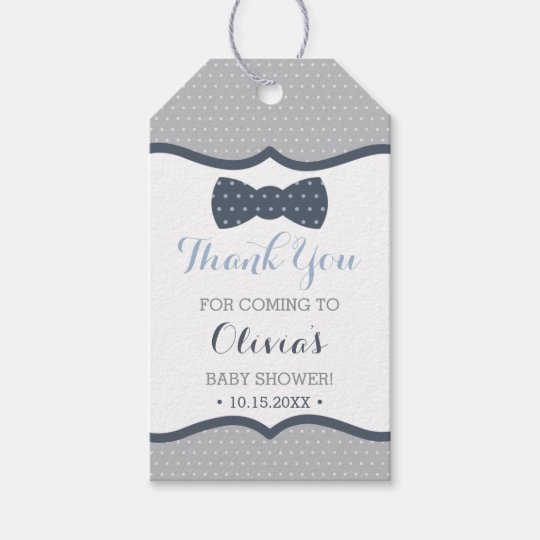 Little Man Thank You Tag Blue Grey Bow Tie Gift Tags Zazzle Co Uk